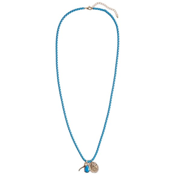 TORRID 32" Turquoise Chain with Charms - Gold Tone Italian Horn NEW - Picture 5 of 5